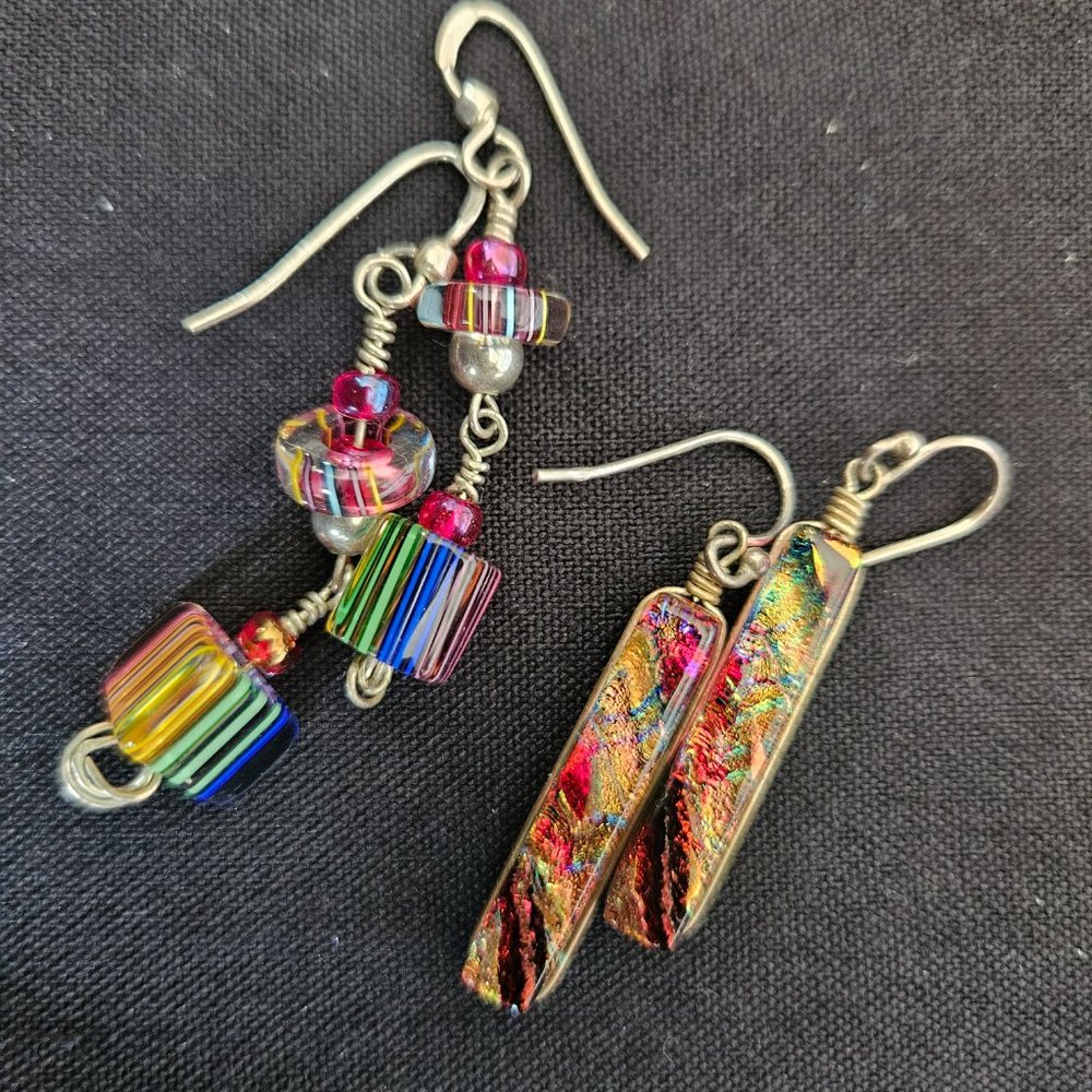 Glass Beaded Earrings- Set of 2